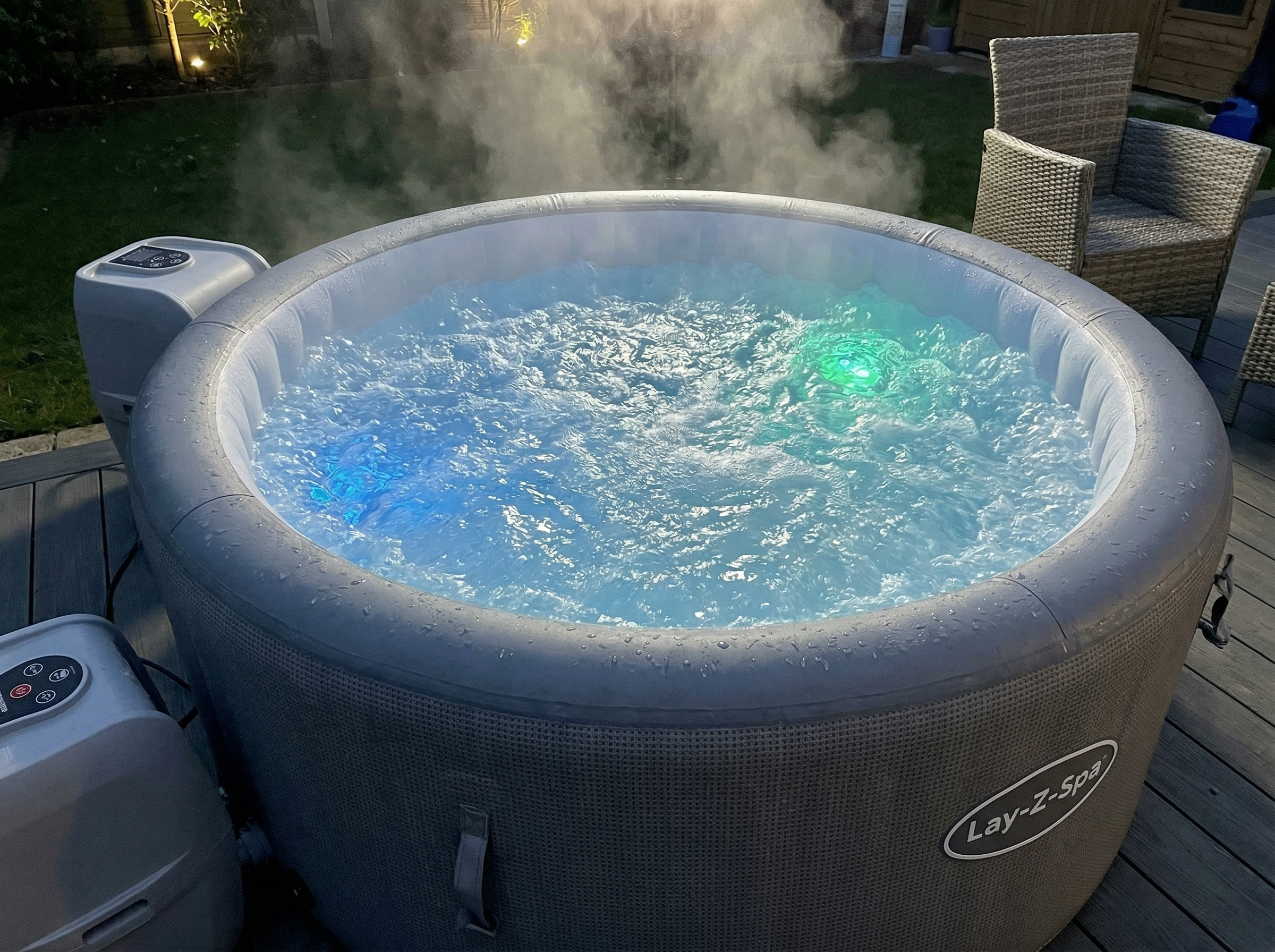 Jets and bubbling water close-up